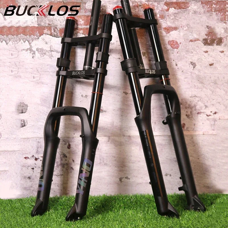 

BUCKLOS 26inch MTB Fork Electric Bike 180mm Travle 4.0" Tire Fat Forks Disc Brake DH Supension Double Fork QR for Snow Beach