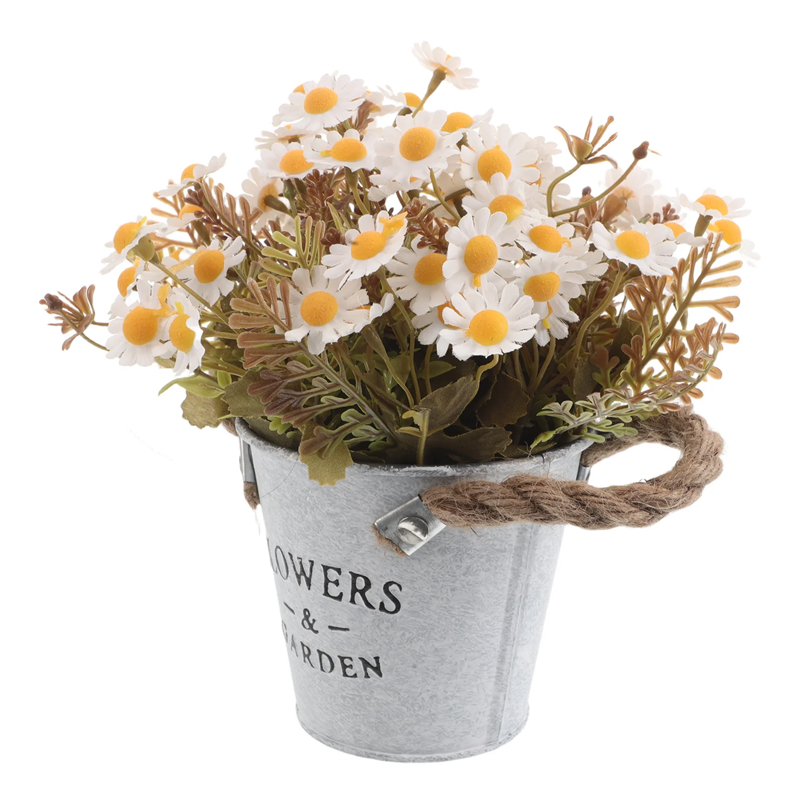 

Realistic Fake Daisy Plant in Pot Low Maintenance Decorative Flower Bonsai for Living Room Shelf Patio Summer Spring