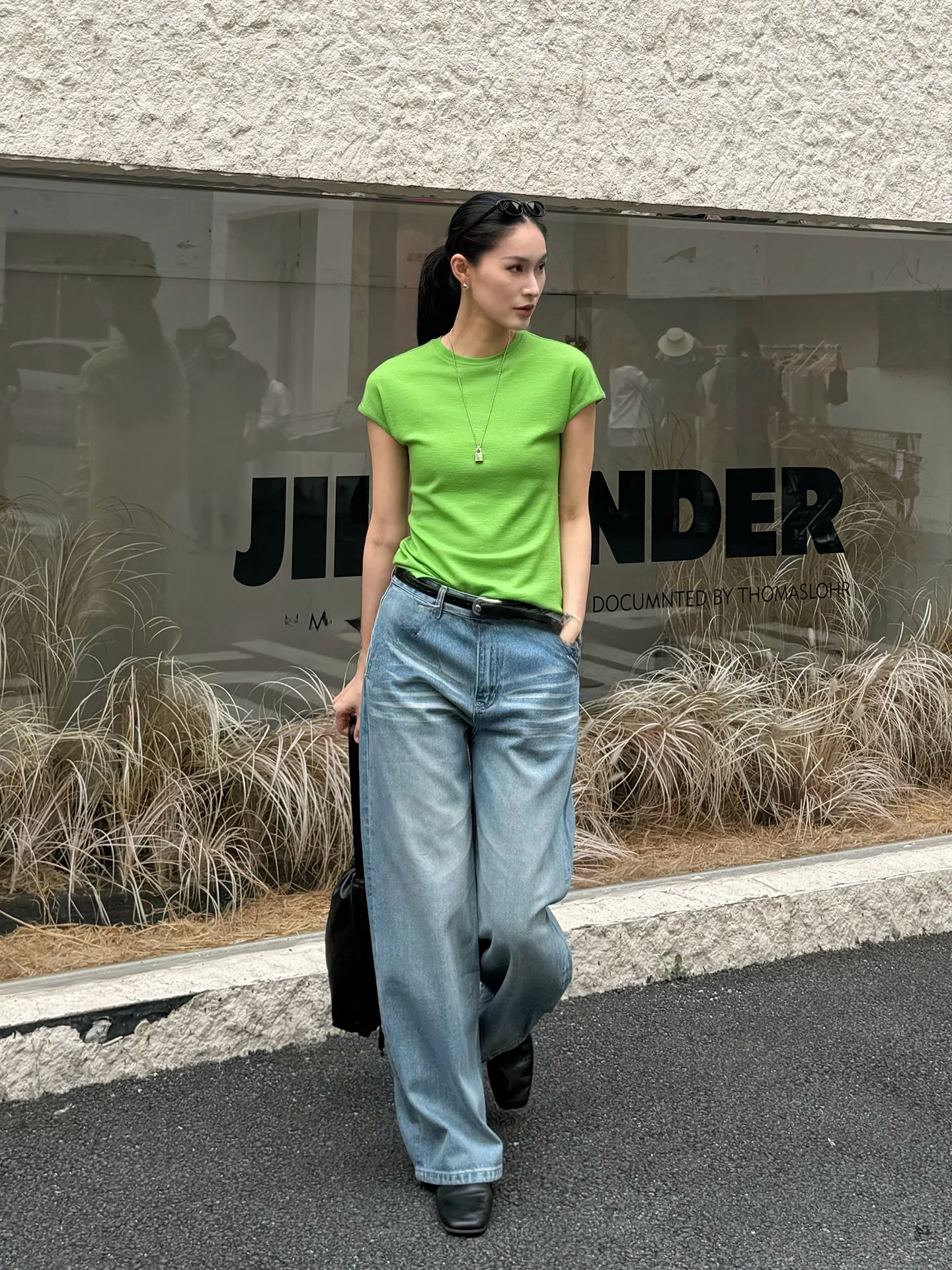 

Женская футболка Jieji Zhang из 100% шерсти, новая коллекция Весна-Лето, базовая модель с круглым вырезом, коротким рукавом, приталенная, повседневная, цветная