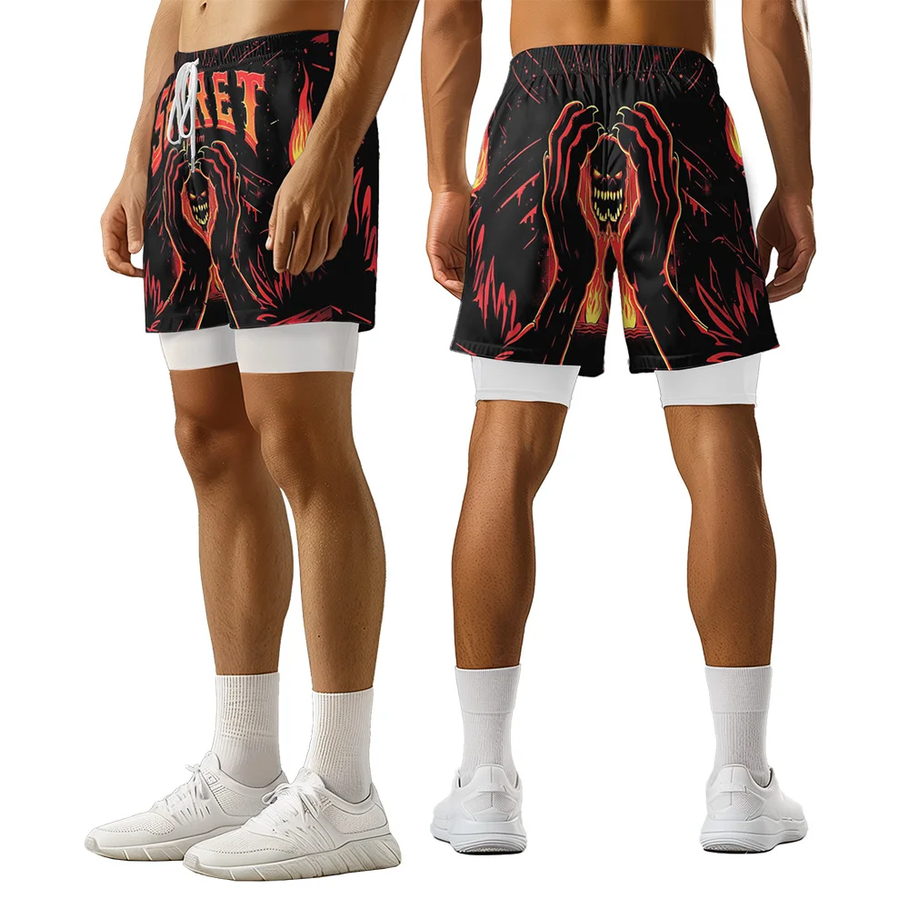 

2024 New original design Summer Dark Flame Forest 3D Advanced print casual trend sports High Street skating camo shorts