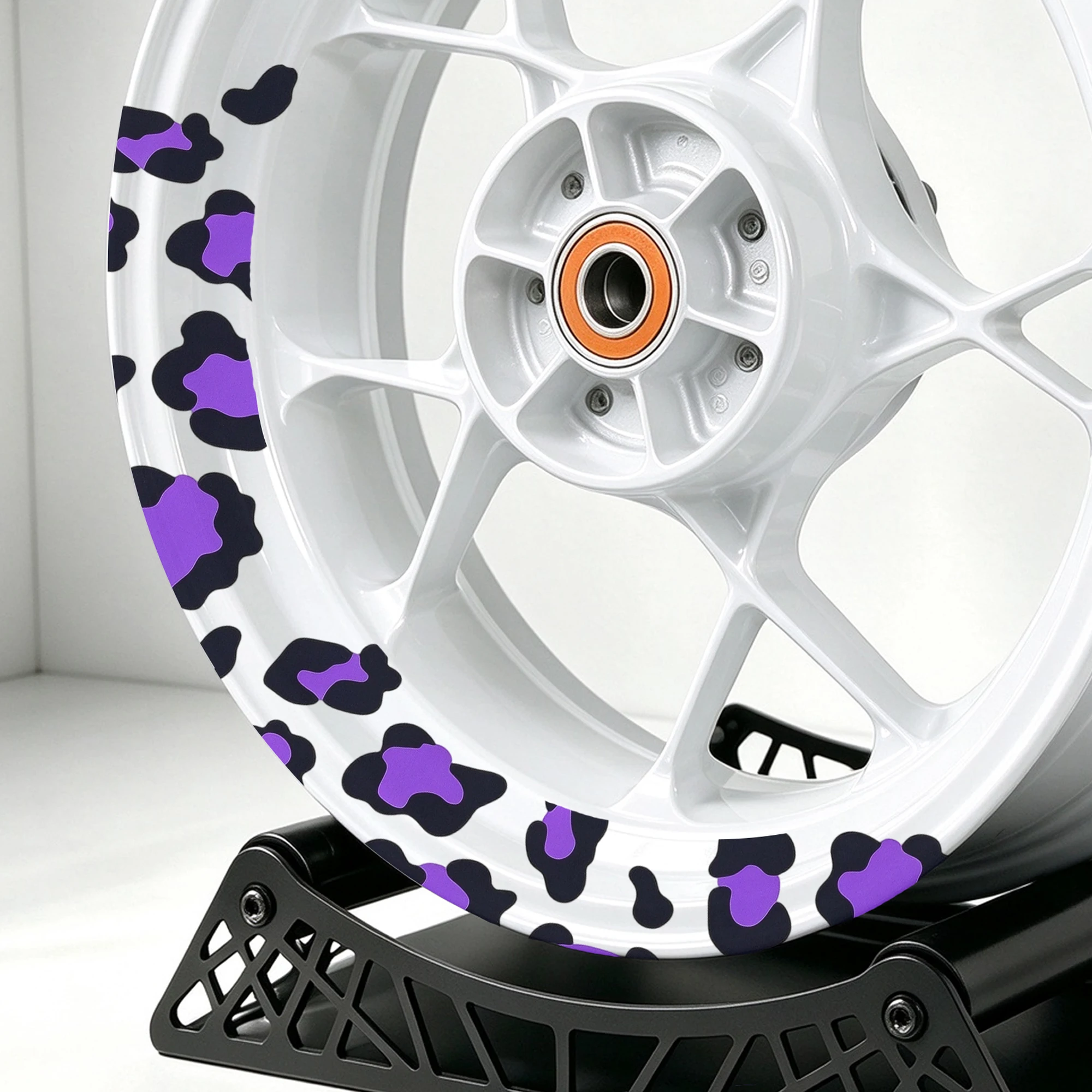 1pc Motorcycle Wheel Rim Stickers Leopard Print Self Adhesive Waterproof Scratch Proof for Motorcycle Front Rear Wheel Decals