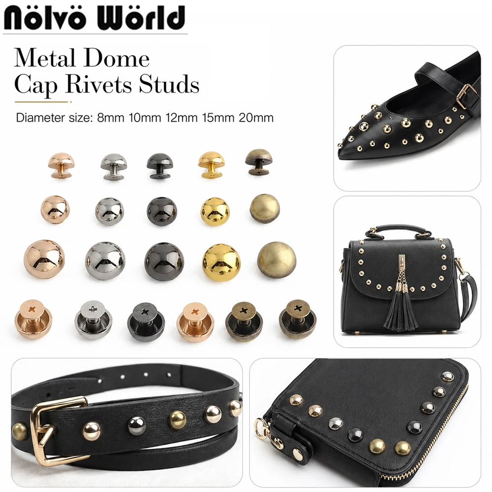 20/100/300PCS 8-20mm Mashroom Head Rivet Screw Dome Bolt Round Metal Nails For Luggage Garment Bag Shoe Punk Spots Accessories