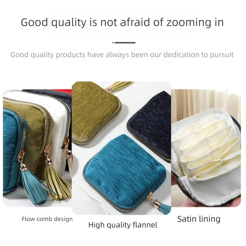 

Изысканная сумка для хранения ювелирных изделий, кольцо, кулон, браслет, кисточка, молния, сумка для ювелирных изделий, дисплей для ювелирных изделий, портативный органайзер для ювелирных изделий