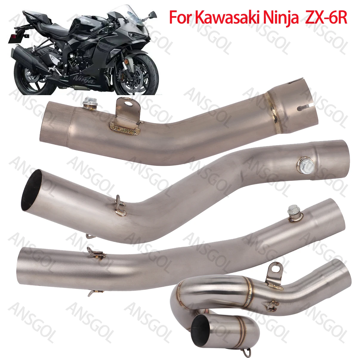 

Выхлопная труба Escape ZX6R без шнуровки для Kawasaki Ninja ZX-6R ZX636 2009-2025, модификация мотоцикла, соединение глушителя, средняя труба