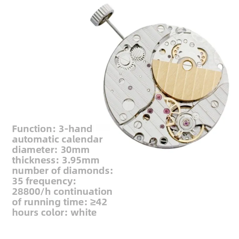 Mouvement de montre pour mouvement 5100A, mouvement de direction en perles, calendrier unique à trois broches, mouvement mécanique automatique