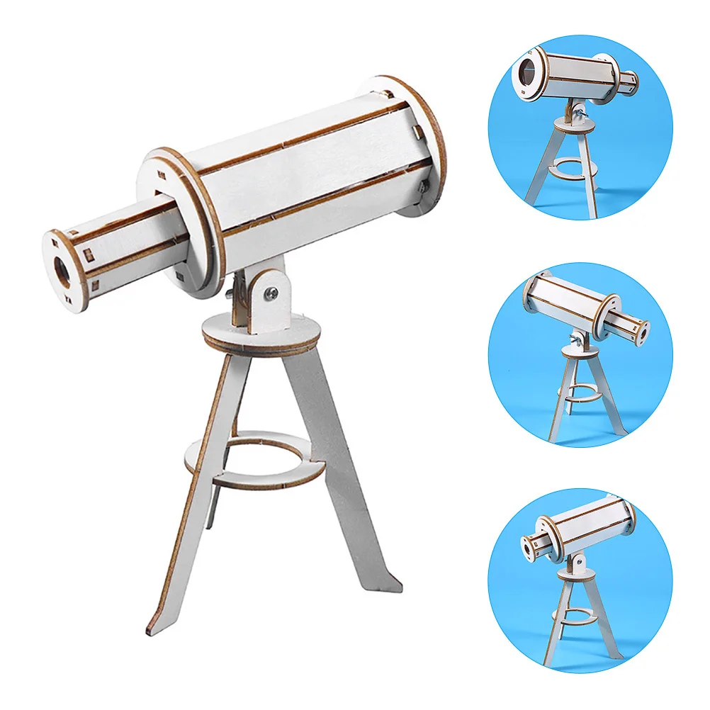 Teleskop drewniany DIY dla dzieci, zestaw edukacyjny do eksperymentów dla uczniów, zabawka teleskop DIY