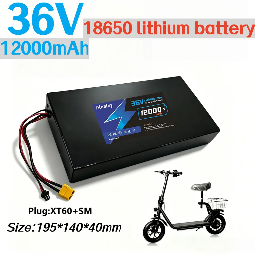 New 36V 12000mAh 18650 Battery 10S4P Battery Pack Built-in BMS 36V 12Ah Electric Scooter Rechargeable Battery.