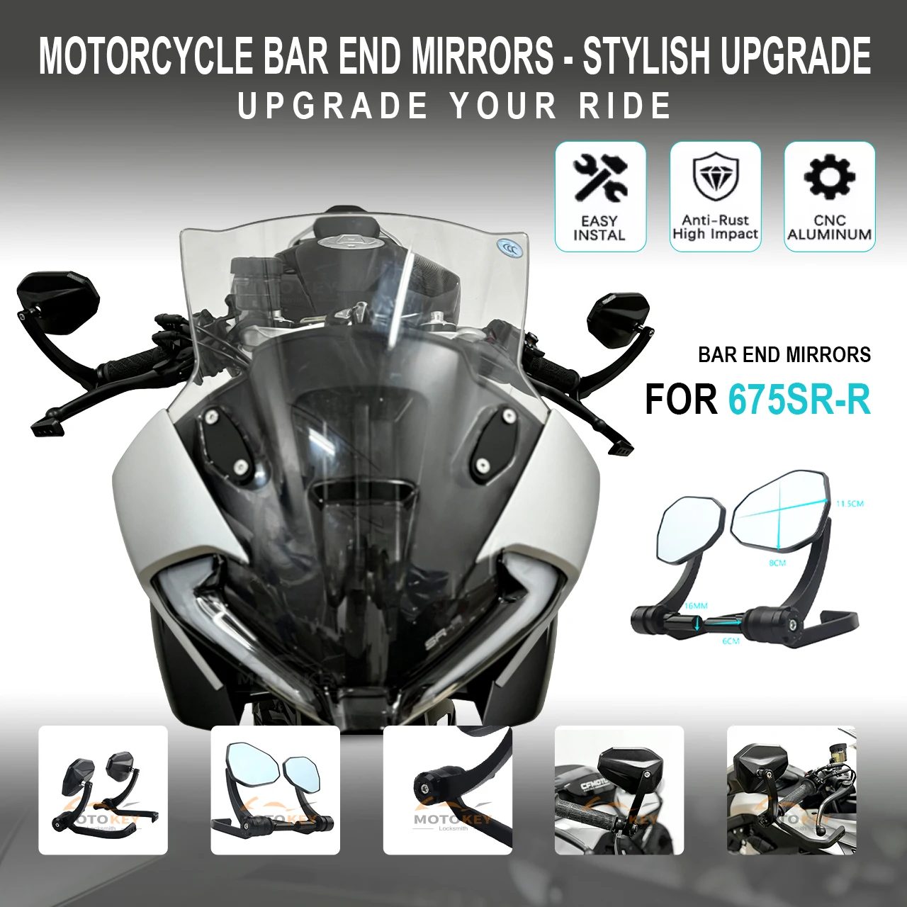 

Для мотоцикла CFMOTO 675SR-R 675SR: черные зеркала на руль 7/8 дюйма / комплект защиты тормозов и сцепления