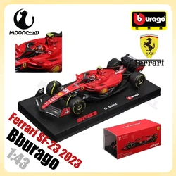 Bburago 1/43 F1 Ferrari SF-23 2023 16#Leclerc 55#Sainz Formula One Car Model With Hardcover Acrylic Box Alloy Car Collection Toy