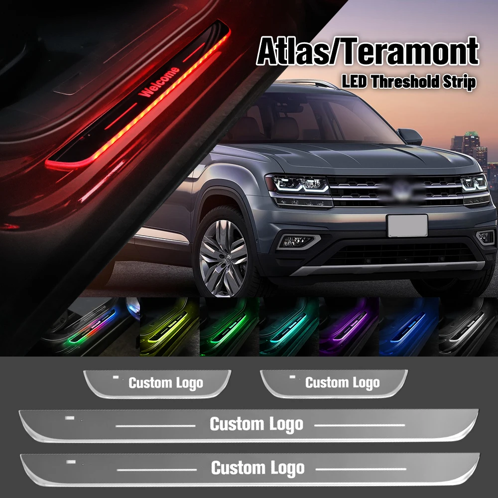 

For Volkswagen VW Atlas Teramont 2017-2023 Car Door Sill Light Customized Logo LED Welcome Threshold Pedal Lamp Accessories