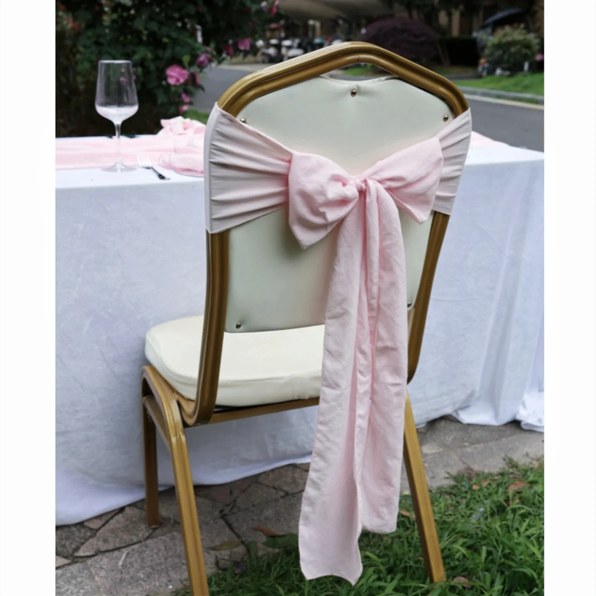 OIMG Chair Sashes Wedding Ready Made Bow Tie Stretch Hotel Birthday Party Show Decoration On Sale Universal Customized