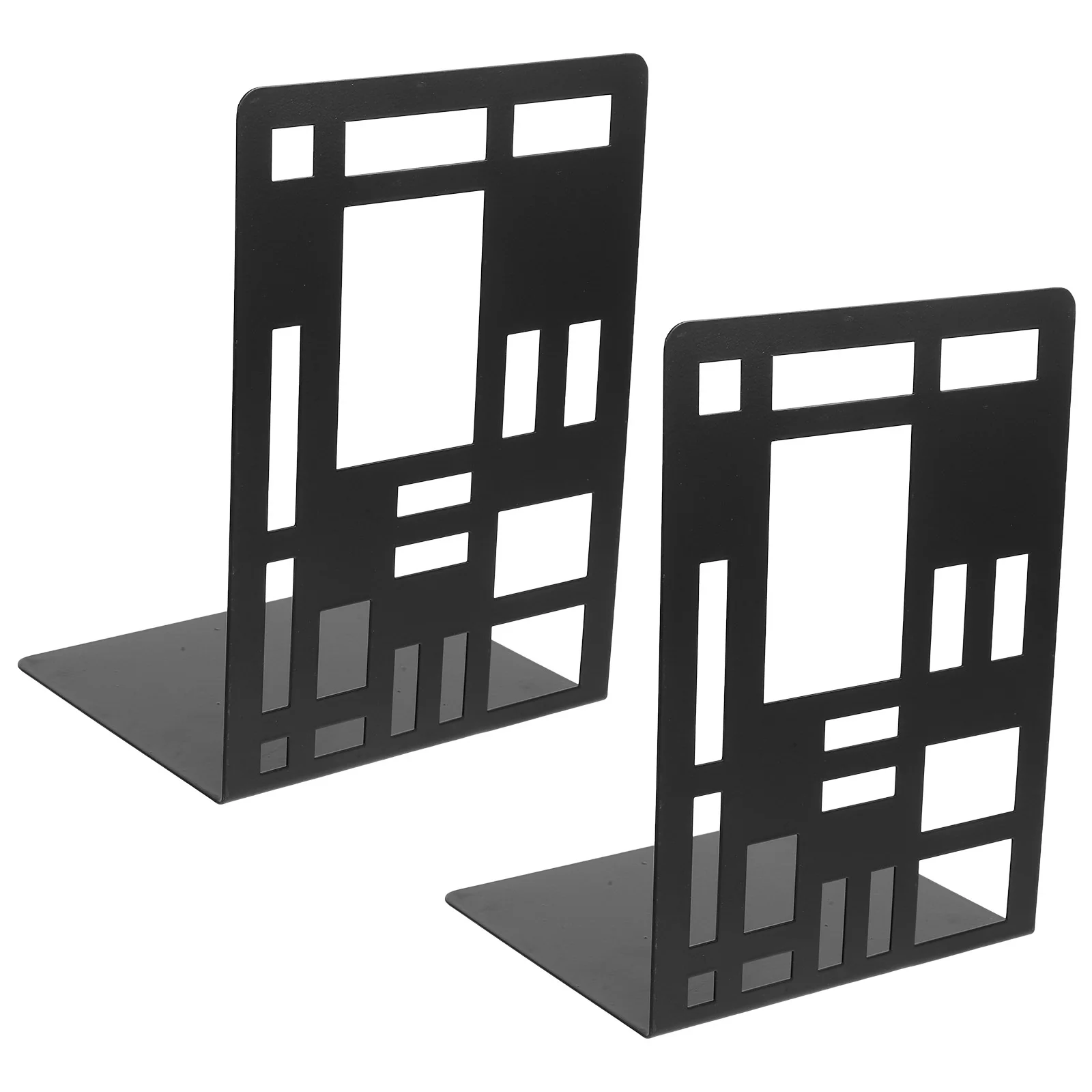 

2Pcs Geometric Bookend Iron Decorative Bookends for Shelves Study Accessories Multi-Function Book Organizer Home Office Use