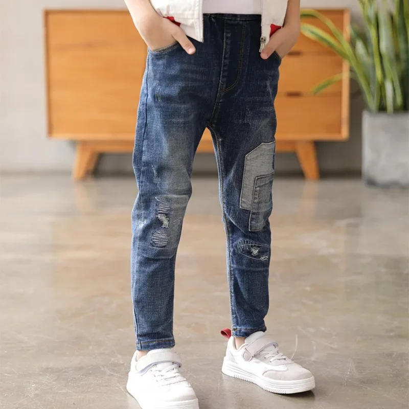 DIIMUU-Jeans en denim pour enfants, pantalons longs pour bébés, bas pour tout-petits, vêtements pour garçons, printemps, automne, 4-11 ans