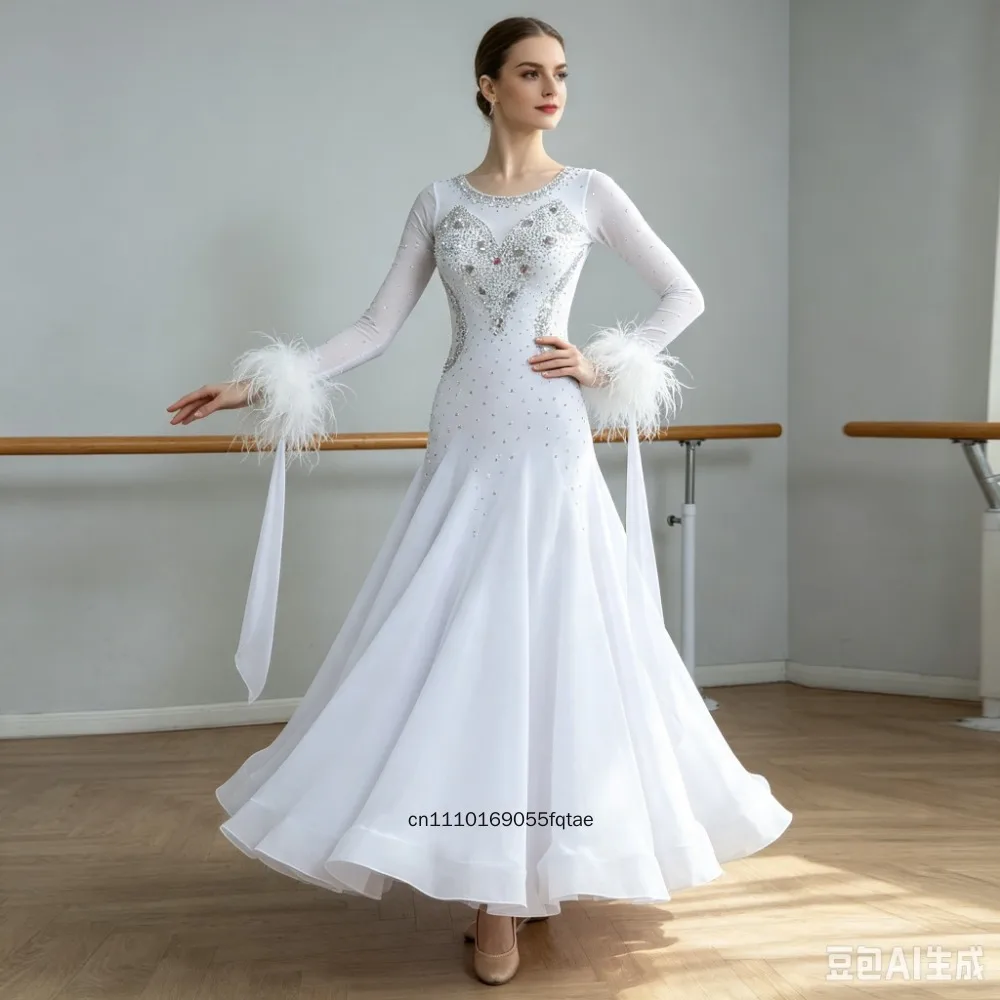 Modern Dance Dress Big Swing Skirt Women Waltz Foxtrot Ballroom Dance Competition Costume Professional Stage Performance Gown