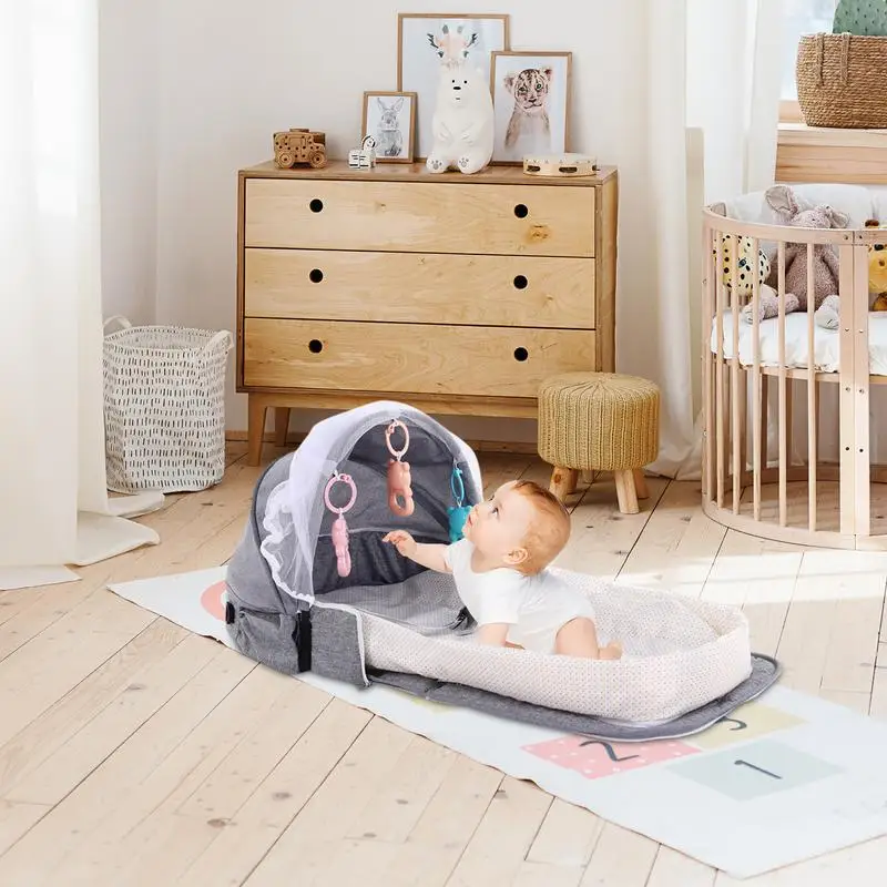 Child Travel Pod Travel Bed Breathable Cradle Cot Travel Bed Breathable Cradle Cot Kids Co-Sleeping Bed Travel Pod Carry Bag