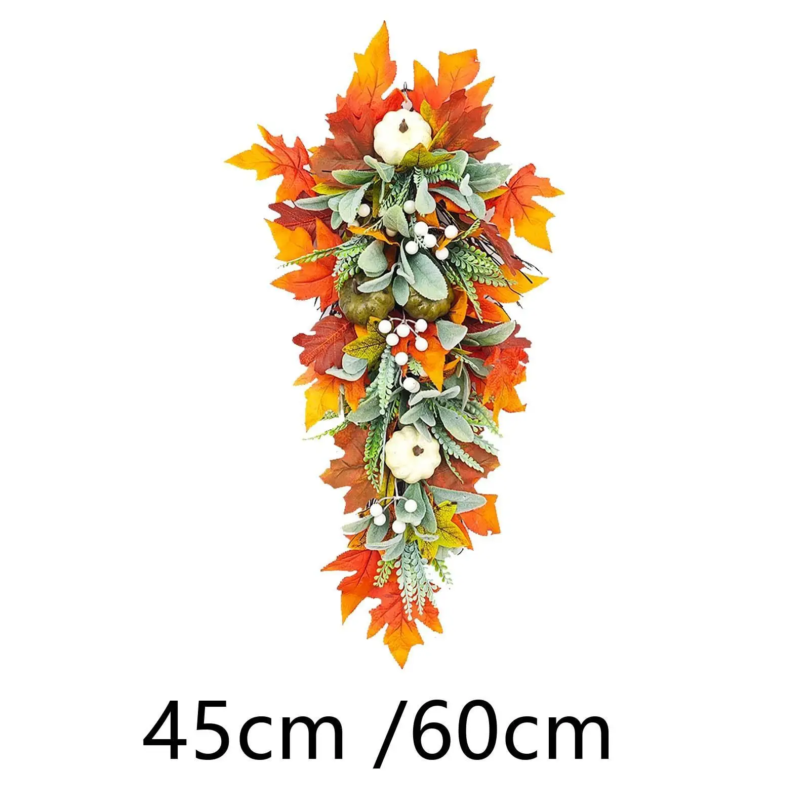 Fall Harvest Swag Wreath Artificial Wall Swag with Pumpkin Maple Leaves for Holiday Walls Outdoor Indoor Porch Eaves Farmhouse