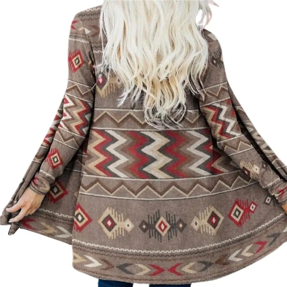 Starke Ziemlich Ethnische Print Strickjacke Top Winter Mantel Langarm Mantel Weiche für Party