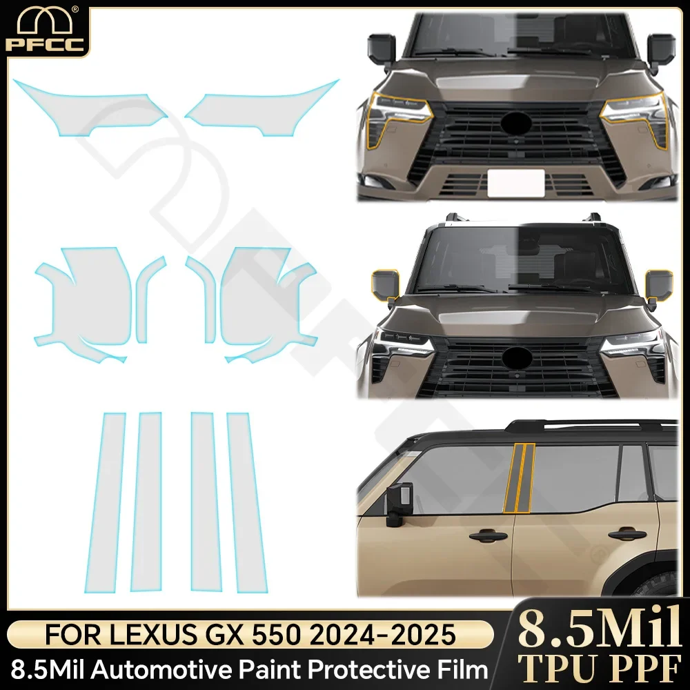 

For Lexus GX550 Luxury Premium Over 2024 2025 Car Headlight B Pillars Rearview Protection Film PPF Anti-scratch Clear Bra Repair