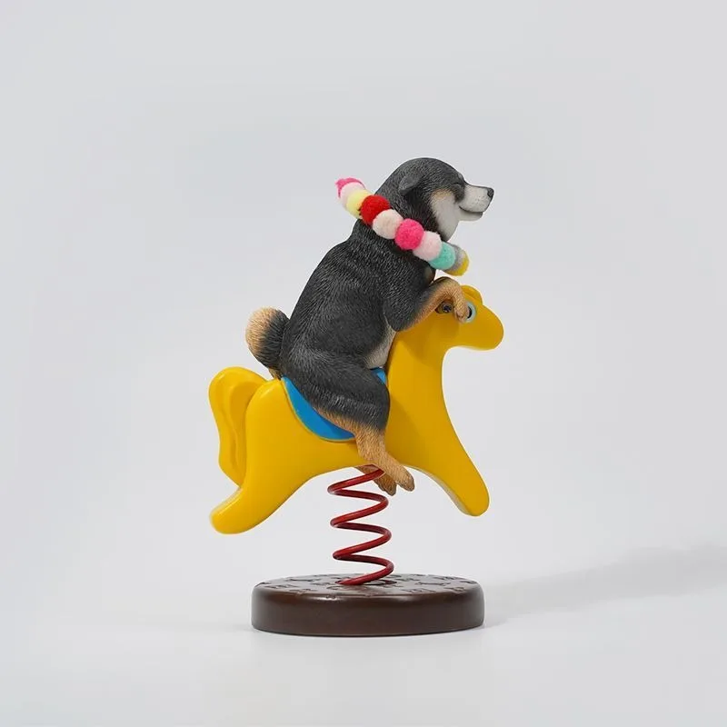 Rocking horse Shiba Inu model simulation animal puppy peripheral doll desktop car pendulum