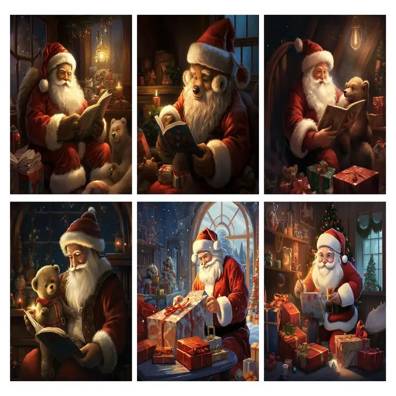 

GATYZTORY Painting By Number Santa Claus Drawing On Canvas HandPainted Gift DIY Pictures By Number Christmas Gift Kits Home Deco