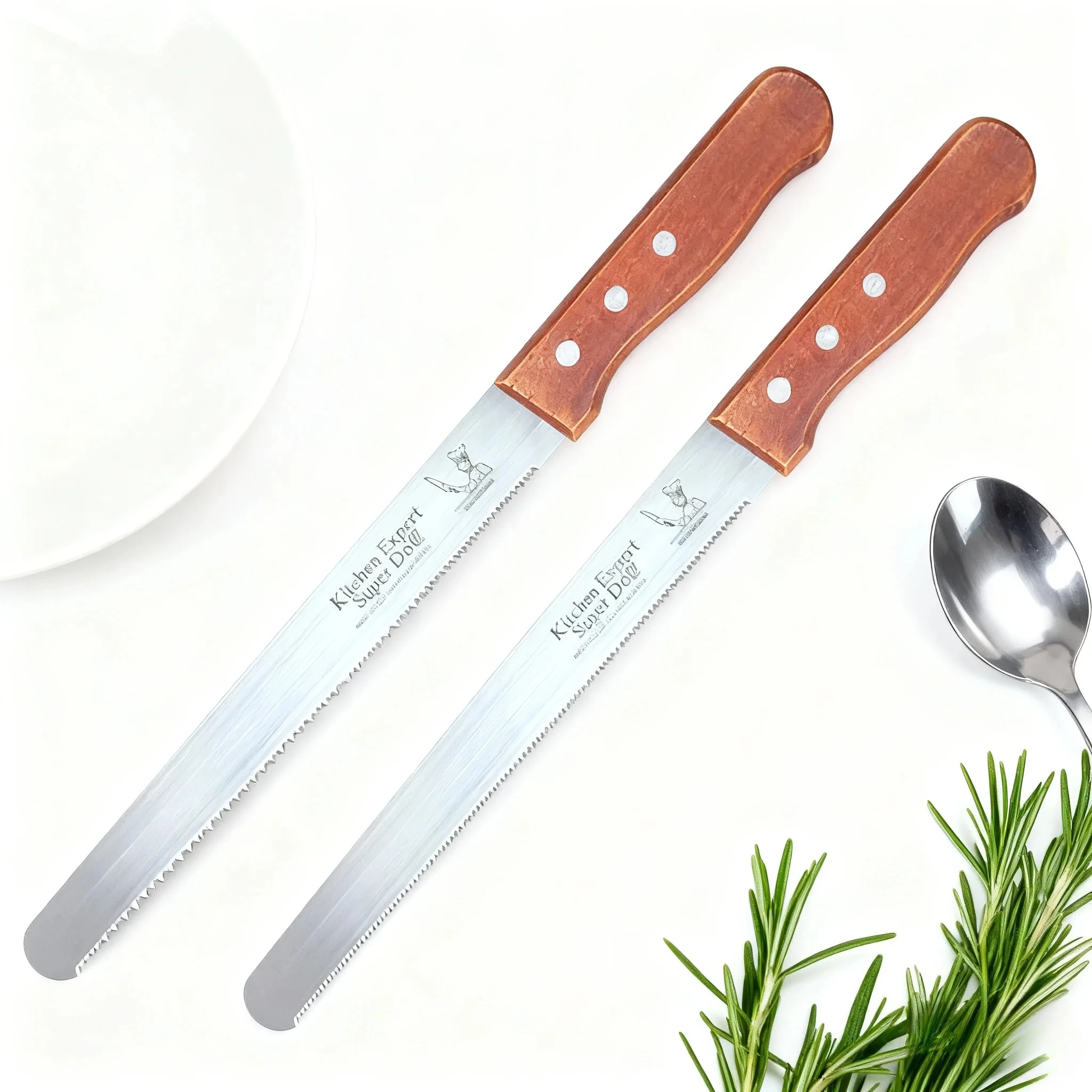 10/14 Inch Stainless Steel Serrated Bread Knife, Fine-Tooth Long Cake Cutter for Baguette Loaf Slicing Kitchen Baking Tools