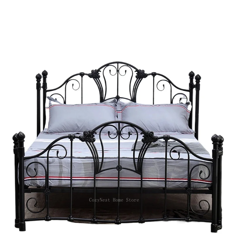 Simple Princess Iron Bed Sturdy Metal Bed Frame Available in 1.2m Single 1.5m and 1.8m Double Sizes for Home Bedroom Use