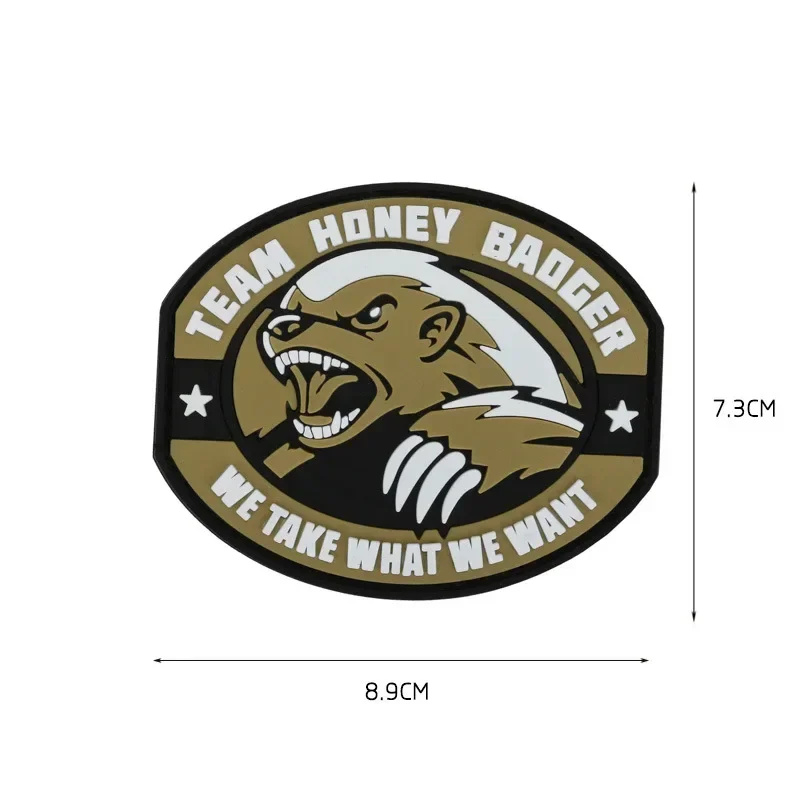 TEAM HONEY BADGER Patch Tactical Morale Badge PVC Hook and Loop Patches for Clothing Military Armband Sticker Backpack Jacket