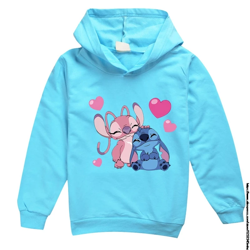 Sudadera con capucha de Lilo y Stitch para niño y niña, ropa de manga larga con estampado de dibujos animados, regalo de Navidad, primavera, 1-16 años