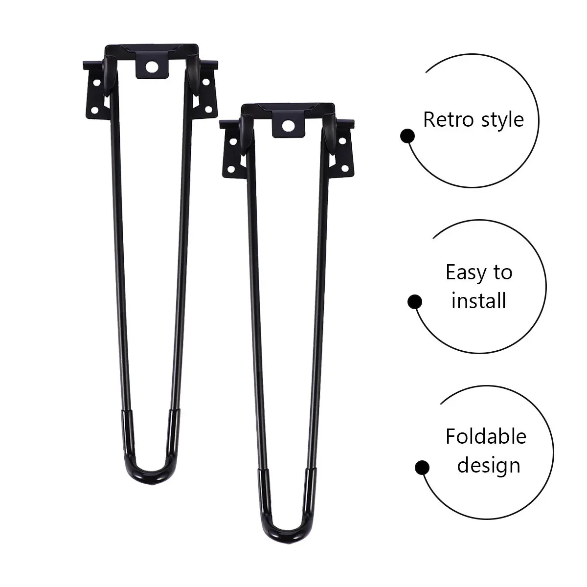 4Pcs Double Rod Foldable Hairpin Table Legs Heavy Duty Iron Furniture Legs for Vintage Coffee Tables Desks Benches Mid-Century