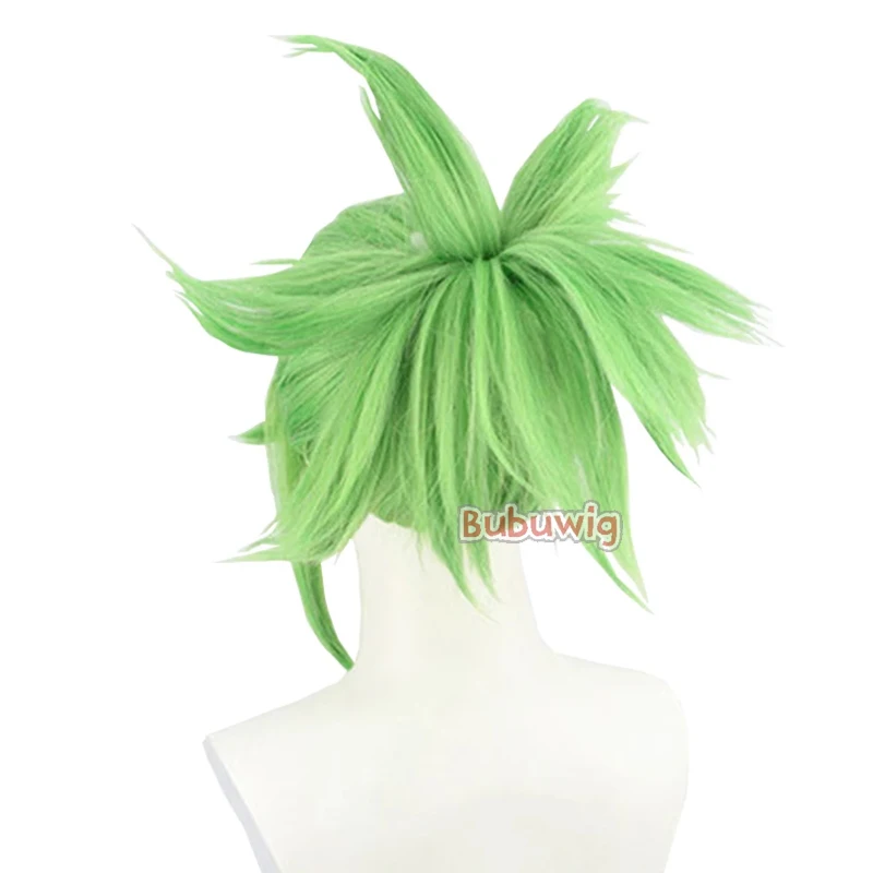 Bubuwig Capelli Sintetici Genshin Impact Kuki Shinobu Parrucca Cosplay Delle Donne Del Partito 40 centimetri Lungo Verde Treccia Coda di Cavallo