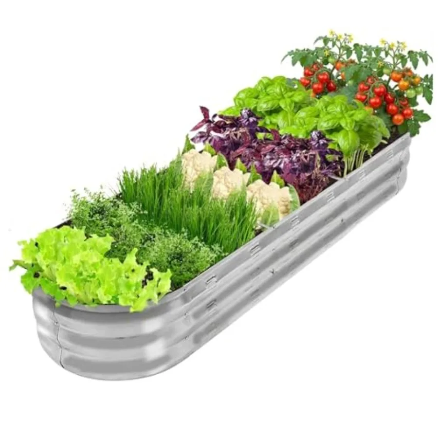 67-Inch Galvanized Raised Garden Bed Metal Planter Box for Vegetables and Flowers Large Outdoor Gardening Kit Easy DIY Assembly