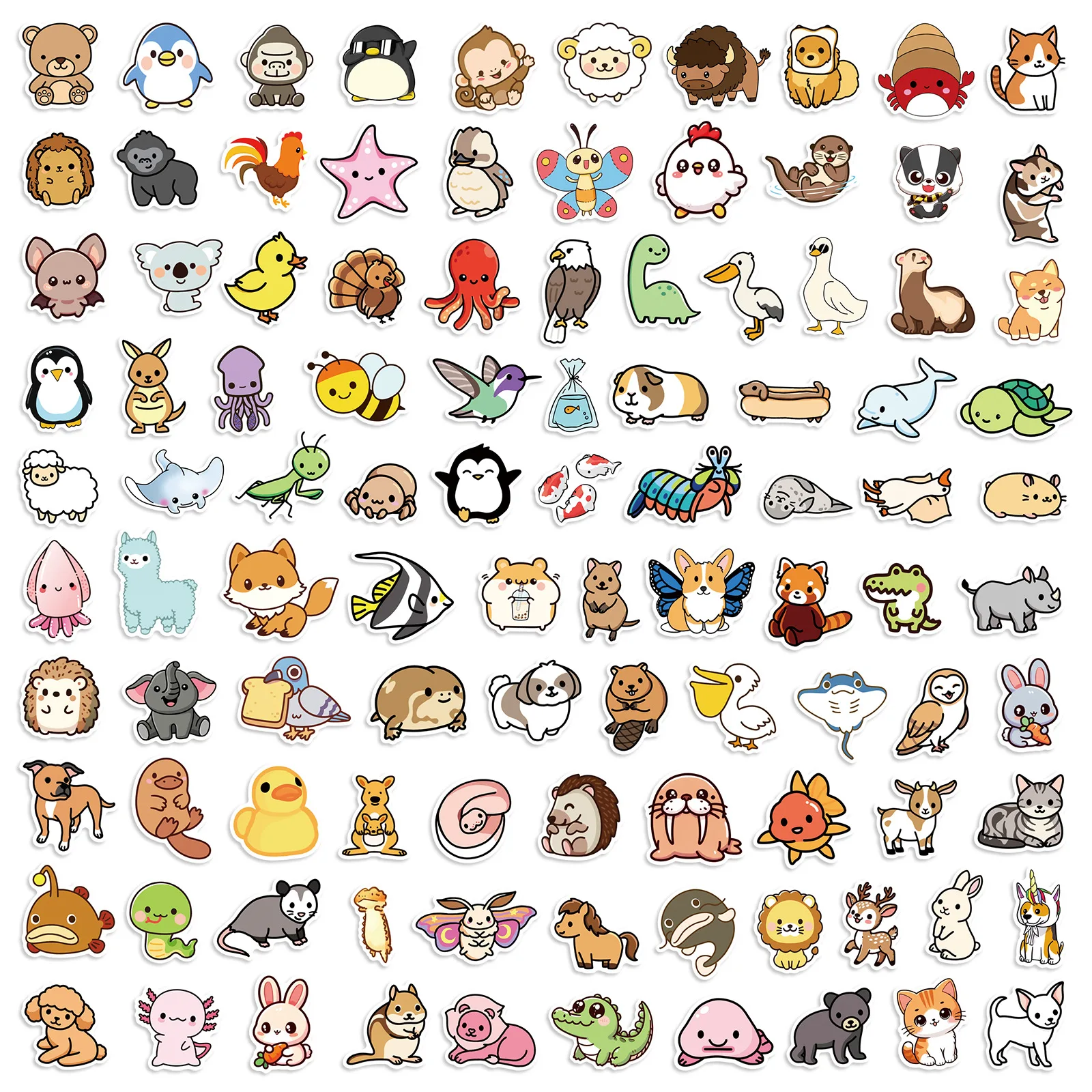 100 pçs bonito animal coleção dos desenhos animados graffiti adesivos diy telefone guitarra notebook mala copo adesivo à prova dwaterproof água crianças brinquedo