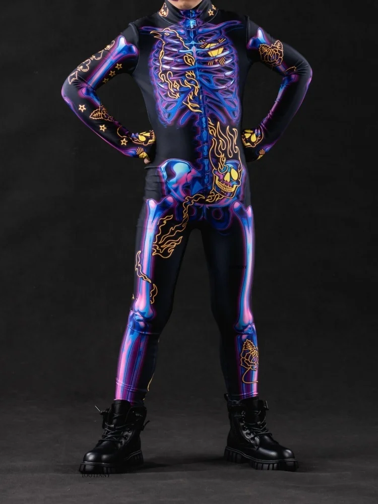 Halloween-Skelett-Horror-Geister-Kostüm für Kinder, Ganzkörperanzug für Karneval, Party, Bühnenaufführung, Rollenspiel, Feiertags-Zentai-Anzug – Detail 27
