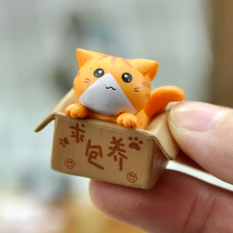Kawaii Mini เครื่องประดับแมวสวนรูปปั้นแมวของขวัญเด็กเด็กตกแต่งห้องของเล่น Miniature Figurines Home Decor