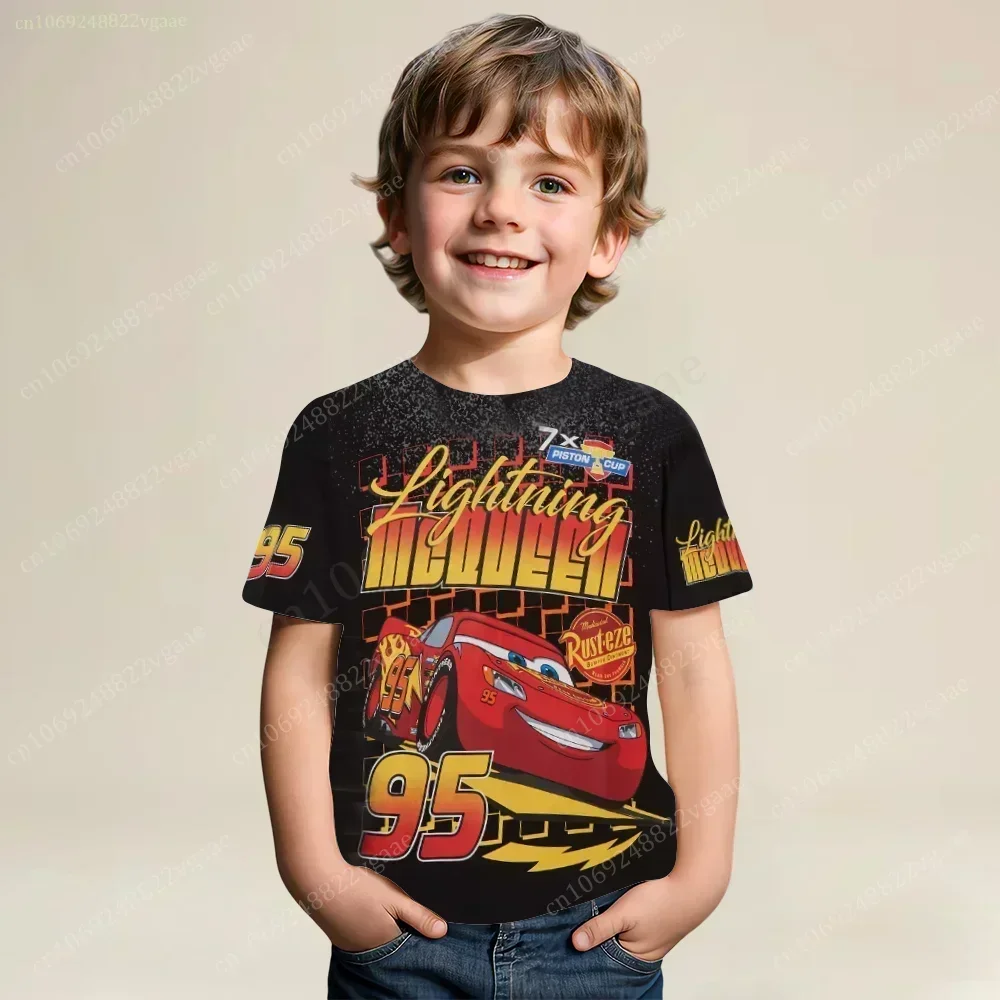 Summer Cars T Shirt for Kids Men Tee Lightning McQueen T-shirt Oversized Costume Short Sleeve Tops Boys Girls Children's Tee