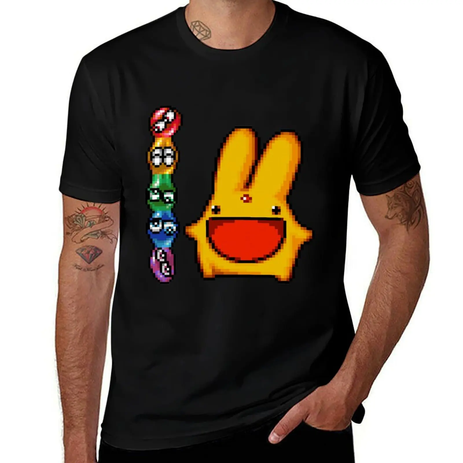 

Pixel Puyo Puyo and Carbuncle T-Shirt Work Wear Breathable Tee