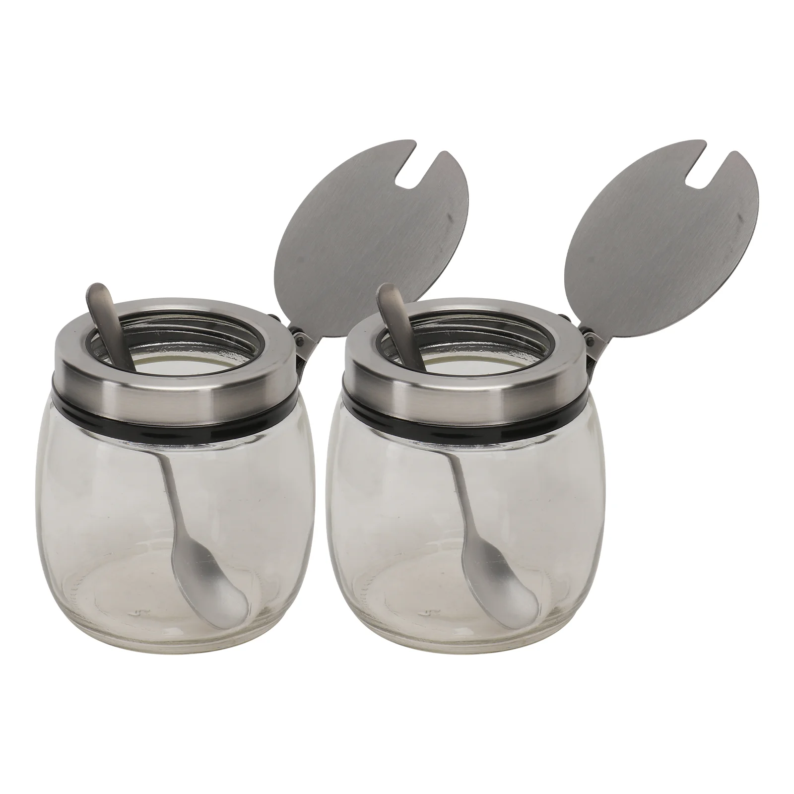 

2 PCS Shakers Mason Spice Storage Tins Jars Glass Bottles with Cover