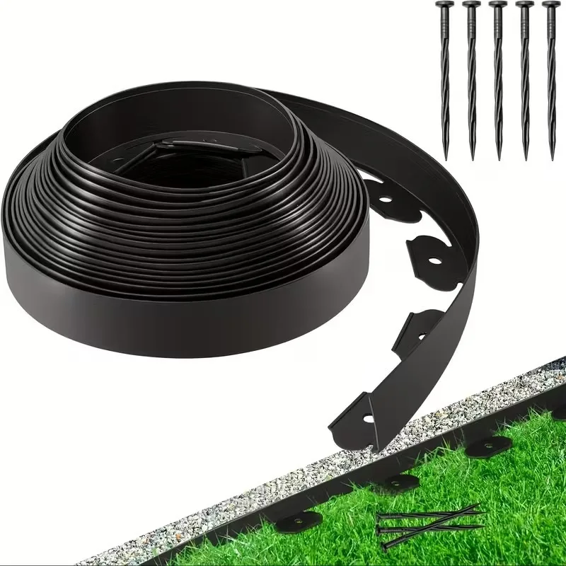 

5M/10M Flexible Lawn Edge Border Fence with 15 Spikes Garden Grass Path Edging Outdoor Landscape Garden Decor