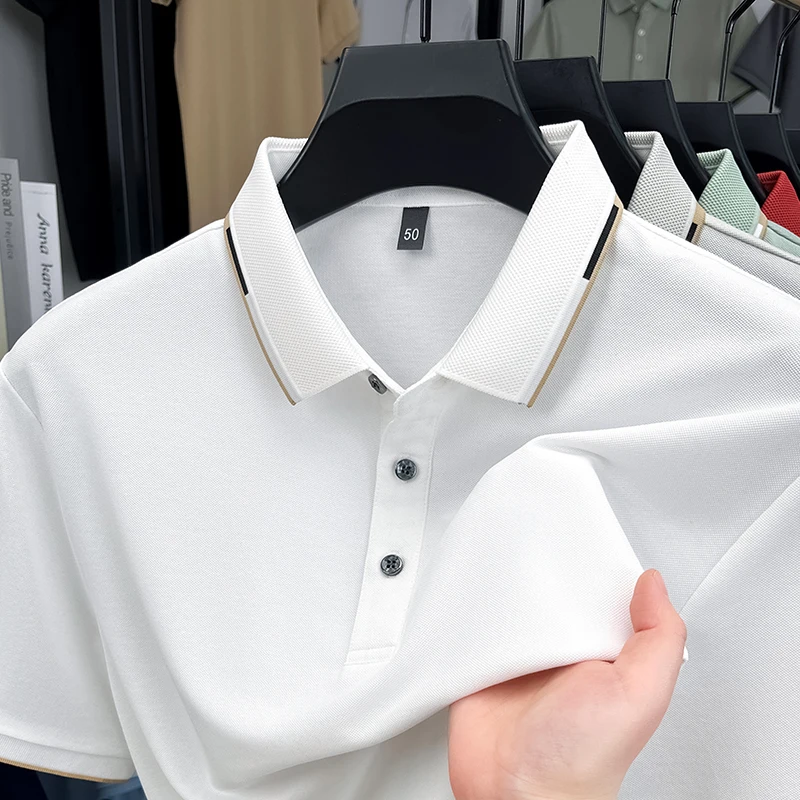 

Original Quality Men's Polo Shirt Lapel Short Sleeve T-Shirt Summer New Solid Color Simplicity Breathability Business Men'swear
