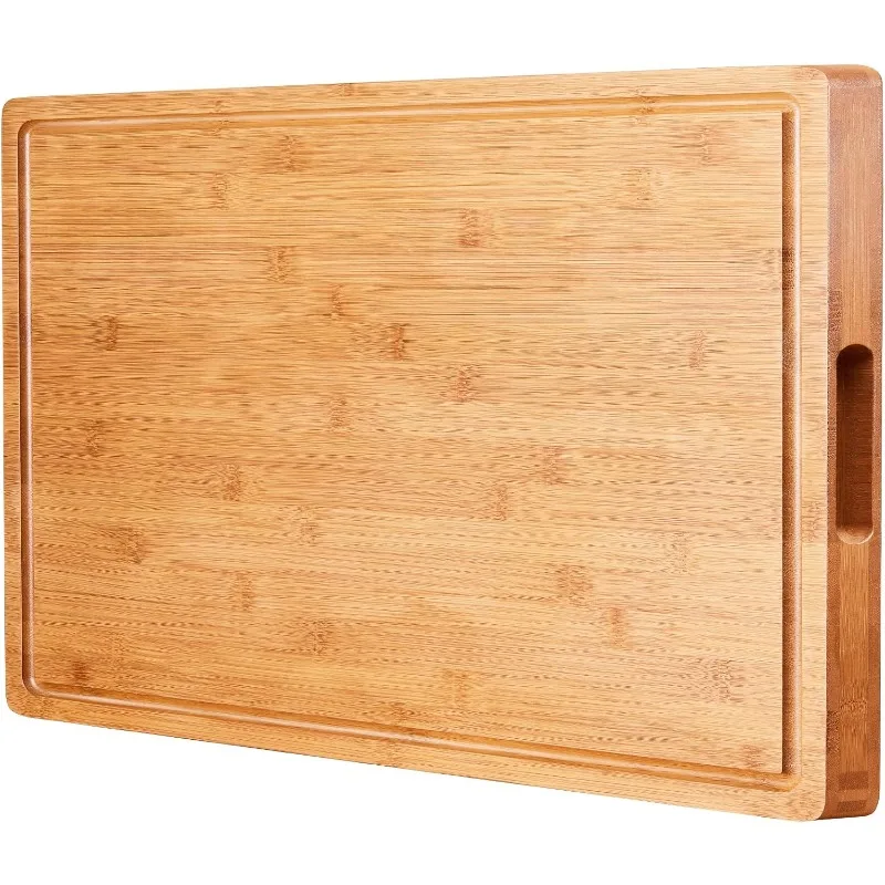 

Extra Large Cutting Board for Kitchen, 23" x 18" Thick Chopping Butcher Block with Juice Groove, 100% Natural Bamboo Chees