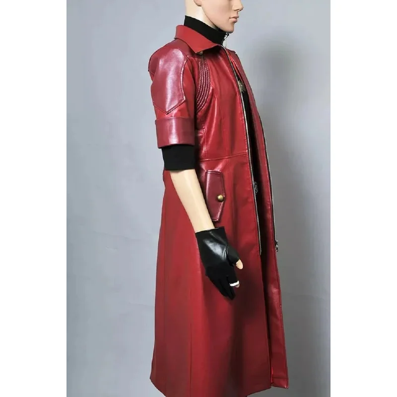 

DY20Devil May Cry 4 DMC4 Dante Кожаная куртка Тренч Косплей Костюм Полный комплект 25