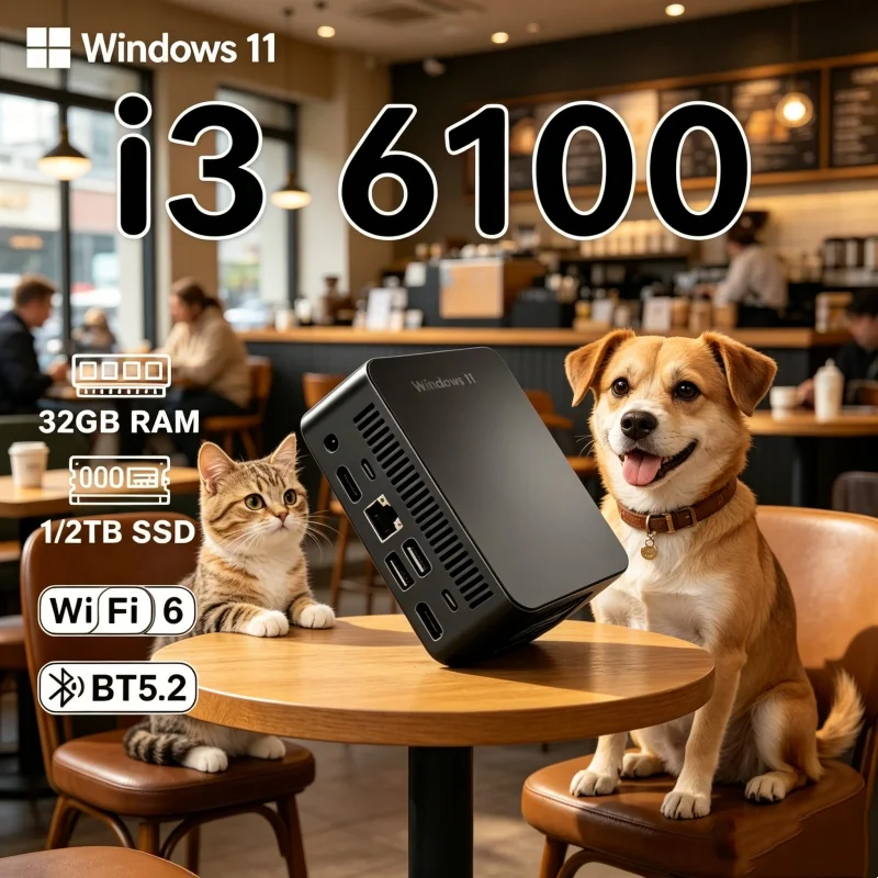 

Elegant 2026 Portable MINI PC Windows 11 Pro Core I3 6100 RAM 1TB SSD WIFI 6 BT5.2 4K HD Distinguished Lulled Gaming Office