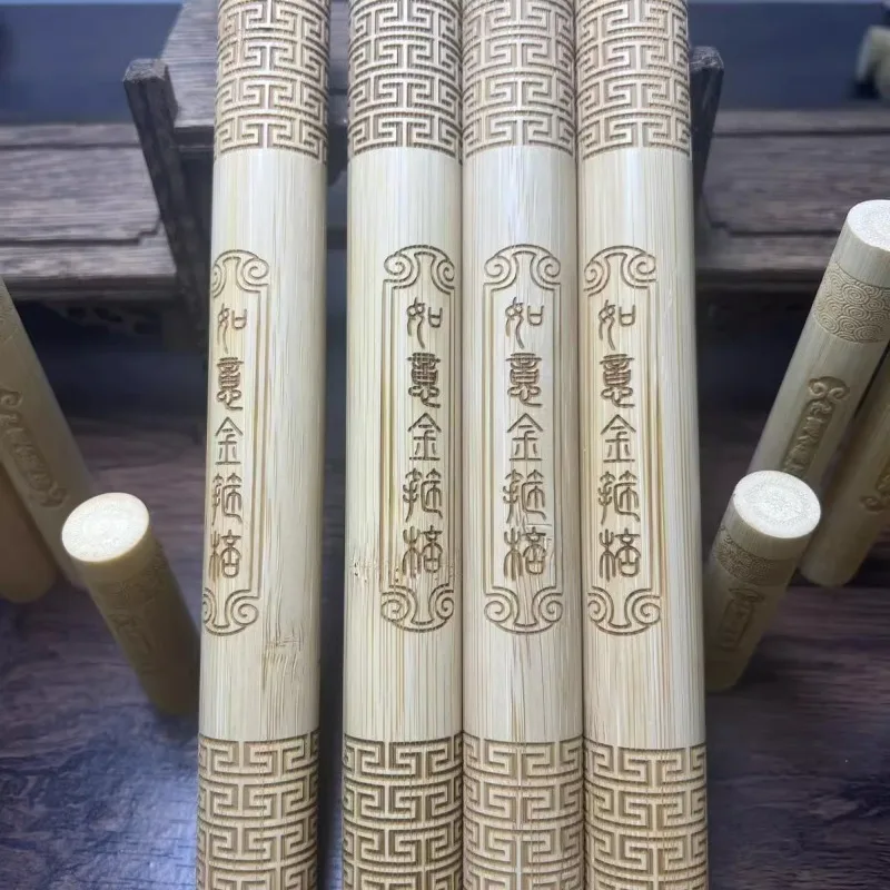 Solid bamboo carving hand play bamboo hand handle piece Ruyi golden cudgel bamboo