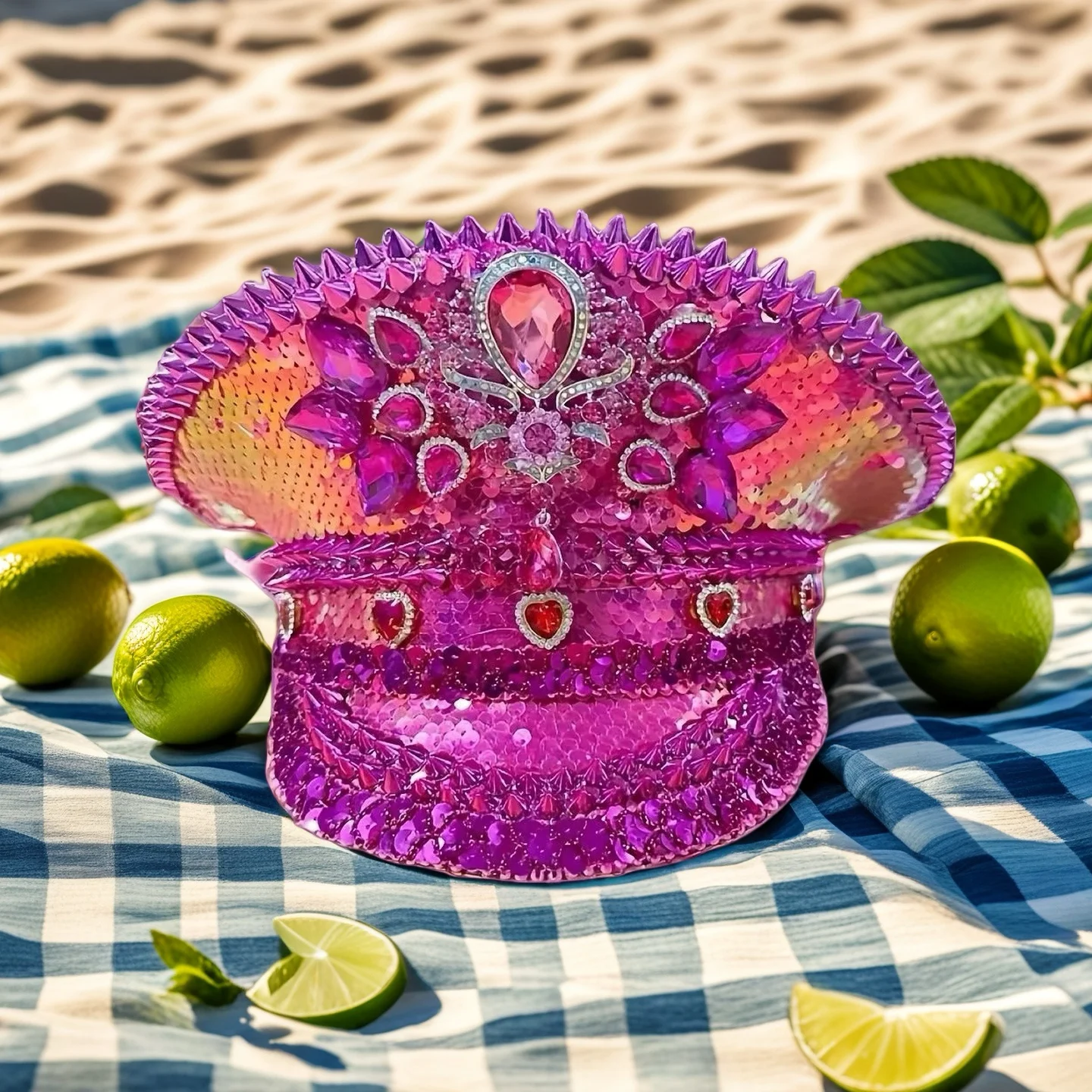 

HongLuan Green Disco Steampunk Captain Hat Rhinestone for Burning Man Festival Woman, Rave Festivals Accessories ＆ Party Caps