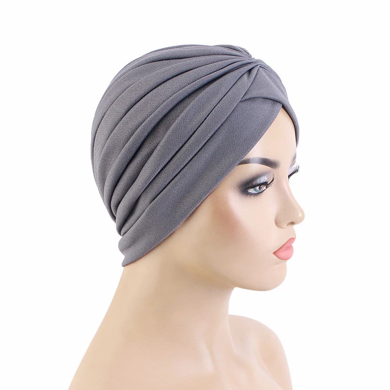 Gorro plisado para Mujer, Hijab musulmán, gorro para la caída del cabello, gorro de quimio, pañuelo indio, Turbante suave