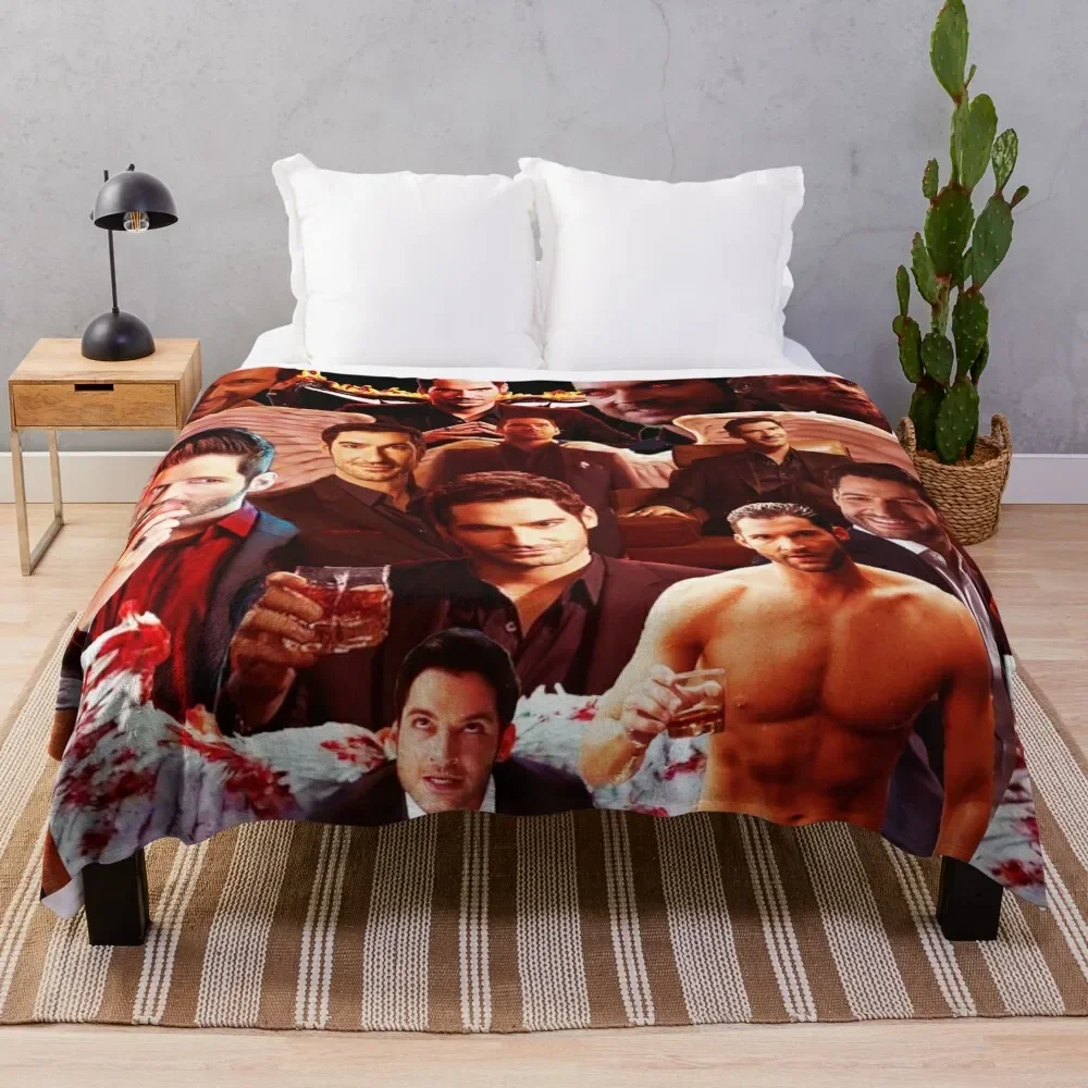 

Lucifer morningstar tv show poster collage design 2020 Throw Blanket Tourist For Baby christmas gifts Warm Blankets
