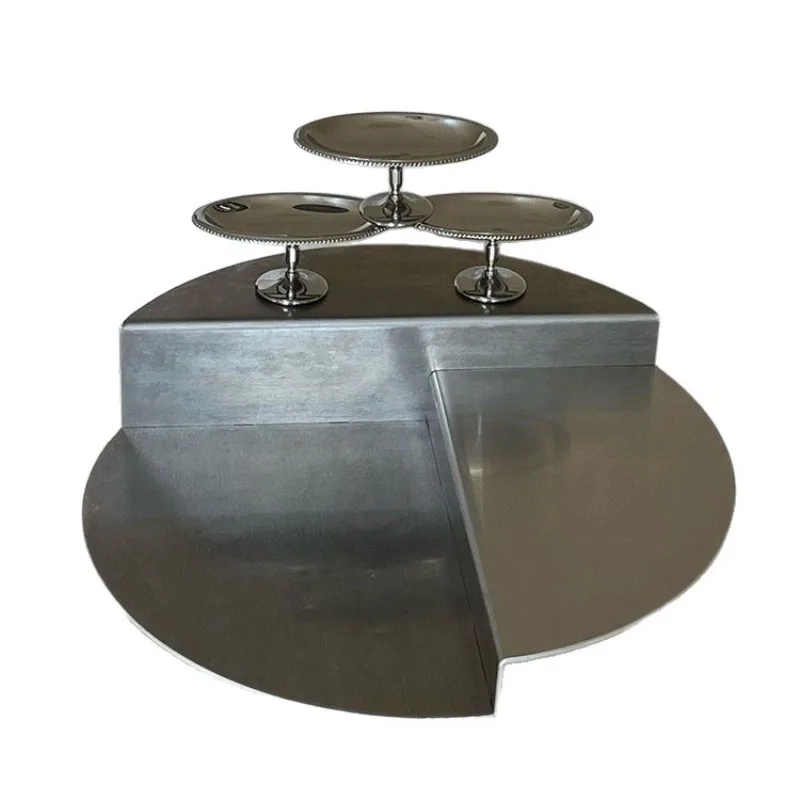 

Stainless steel round metal coffee table light luxury edge