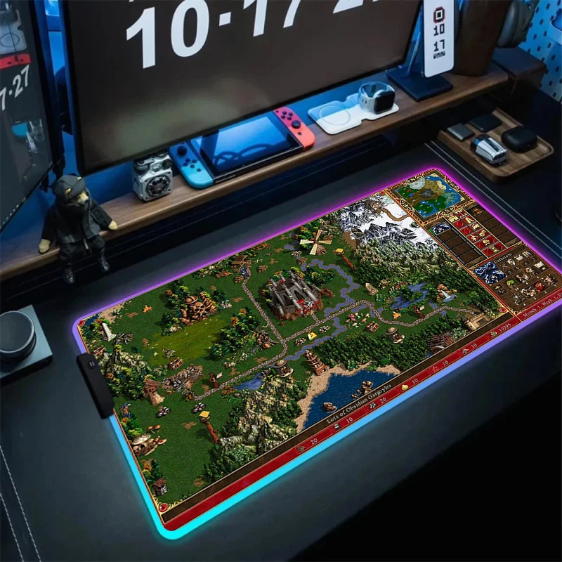 Led Carpet Anime Mousepad Rgb Heroes of Might and Magic 3 Mat for Office Table Extended XXL Mouse Pad Desktop Computer Desk Mat