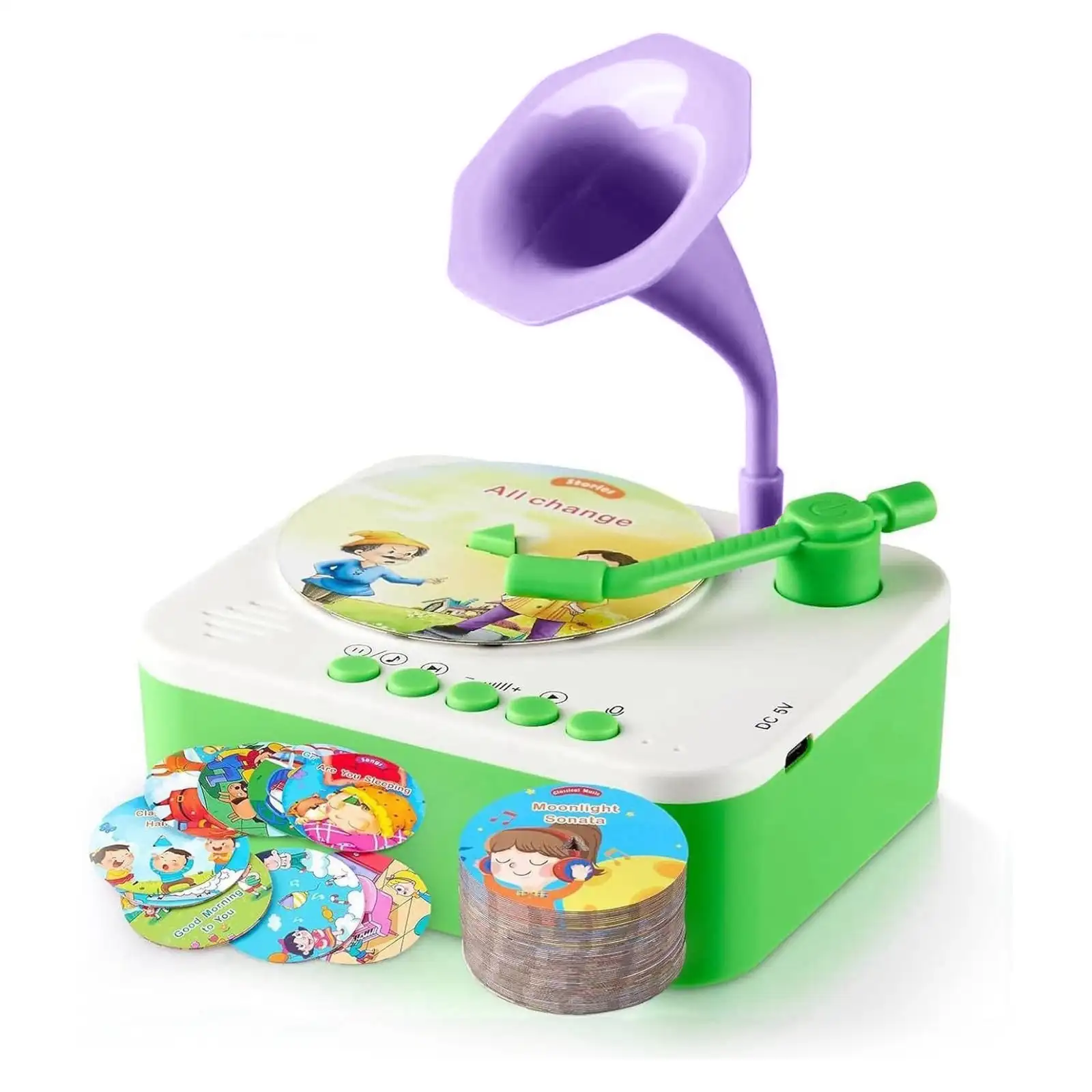 

Детский музыкальный граммофон-плеер с 96 карточками для раннего развития, обучающая игрушка-проигрыватель для малышей, подарок