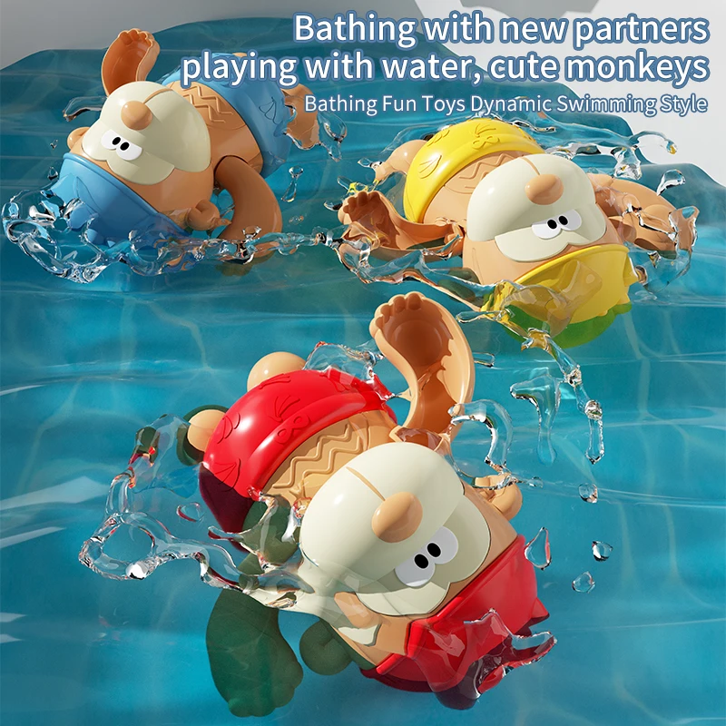 Baby Monkey Swimming Bath Toy Children's Bathroom Fun Wind-Up Toy for Bathtime Fun Water Play